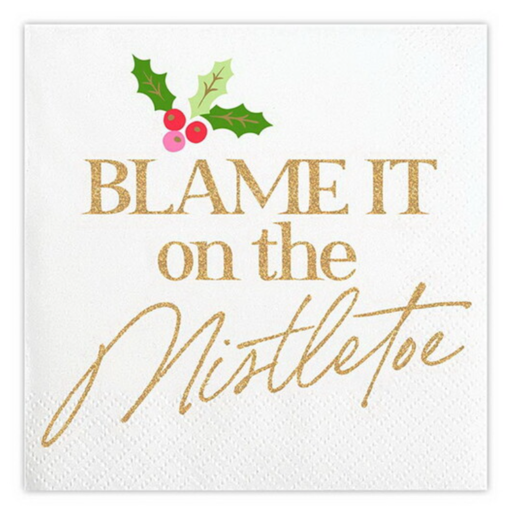 NEW Pack 3-ply (20) Cocktail Napkins - Slant - Blame it on the Mistletoe