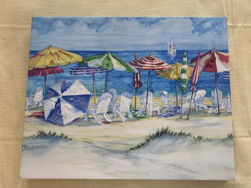 Watercolor Beach Canvas Print by Paul Brent