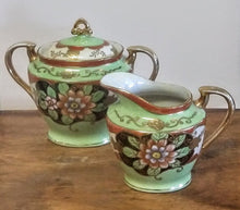 Load image into Gallery viewer, 2-Pc SET Vintage Hand Painted Japanese Porcelain Sugar &amp; Creamer
