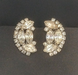 Half Moon Rhinestone Clip On Earrings