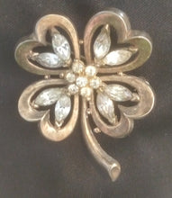 Load image into Gallery viewer, Vintage Crown Trifari Four Leaf Clover Brooch
