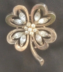 Vintage Crown Trifari Four Leaf Clover Brooch