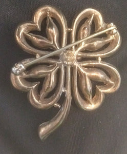 Vintage Crown Trifari Four Leaf Clover Brooch