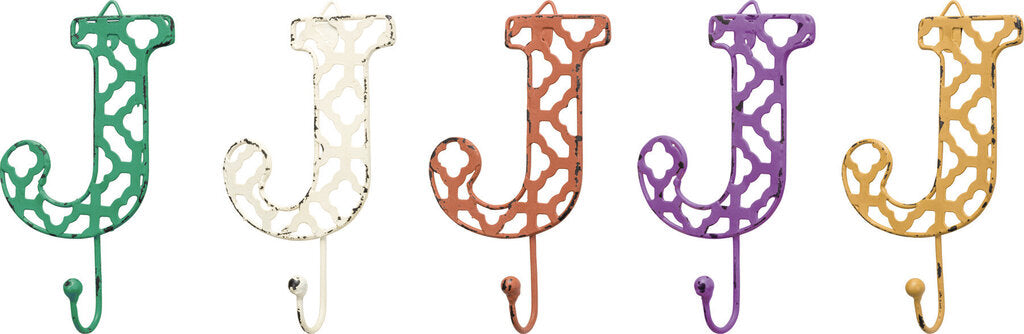 NEW Fancy Metal Letter J Hook - 32599 - Various Colors