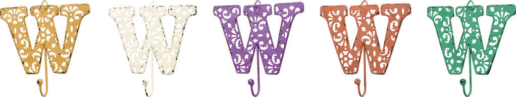 NEW Fancy Metal Letter W Hook - 32601 - Various Colors