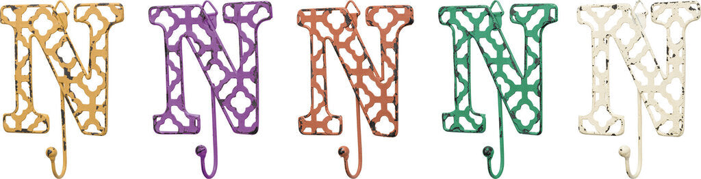NEW Fancy Metal Letter N Hook - 32603 - Various Colors