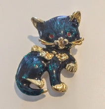 Load image into Gallery viewer, Turquoise Cat Pin - Two Sisters
