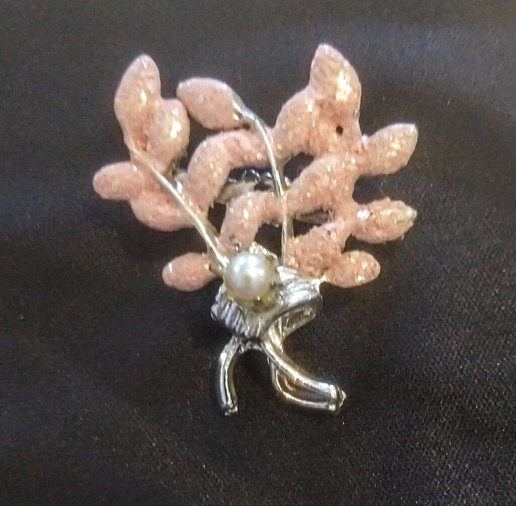 Pink & Silver Pin with Faux Pearl