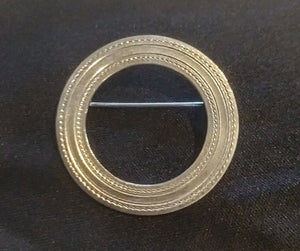 Vintage Textured Round Silver Pin