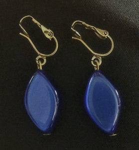 Blue Drop Clip On Earrings