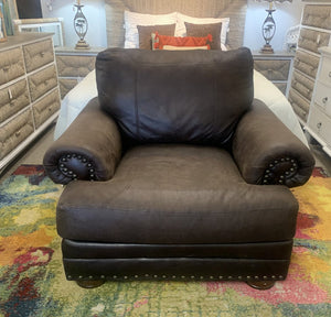 Dark Brown Microsuede Chair & Half