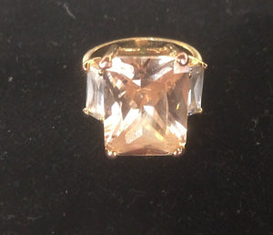 Ring - Three Stone in Gold Setting - Size 6