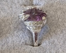 Load image into Gallery viewer, Ring - Purple Stone with Rhinestones - Size 5.25
