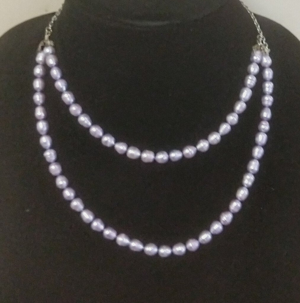 Double Strand Periwinkle Bead Necklace