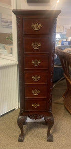 Chippendale Style Mahogany Tallboy Chest of Drawers-missing bottom dr pull
