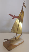 Load image into Gallery viewer, Vintage Brass Sailboat on Marble Base - Signed Yosi
