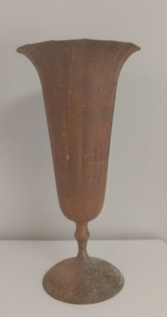 Fluted Distressed Metal Vase - India