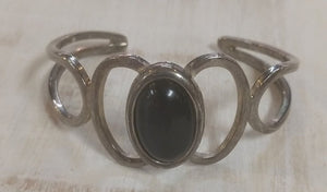 Black Stone Metal Cuff Bracelet