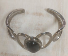 Load image into Gallery viewer, Black Stone Metal Cuff Bracelet
