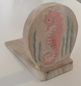 NEW Hand-Carved Acacia Wood Seahorse Door Stop - DSSE-8