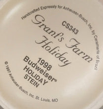 Load image into Gallery viewer, 1998 Budweiser Holiday Stein CS343 &quot;Grant&#39;s Farm Holiday&quot;
