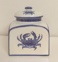 Load image into Gallery viewer, NEW Blue &amp; White Porcelain Crab Canister - Thailand
