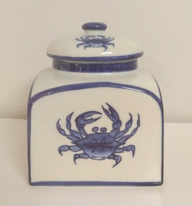 NEW Blue & White Porcelain Crab Canister - Thailand