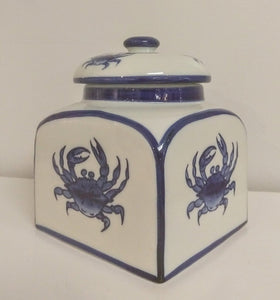 NEW Blue & White Porcelain Crab Canister - Thailand