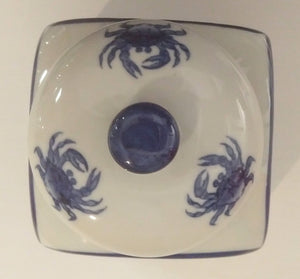 NEW Blue & White Porcelain Crab Canister - Thailand