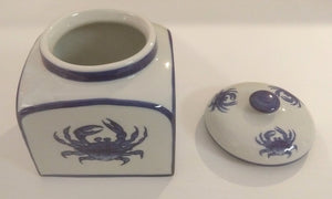 NEW Blue & White Porcelain Crab Canister - Thailand