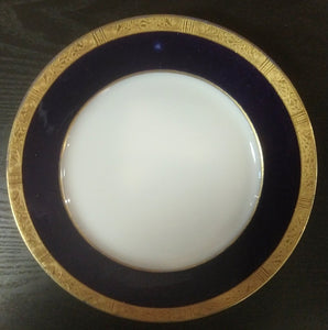 Vintage Depose Dinner Plate - Blue and Gold Rim