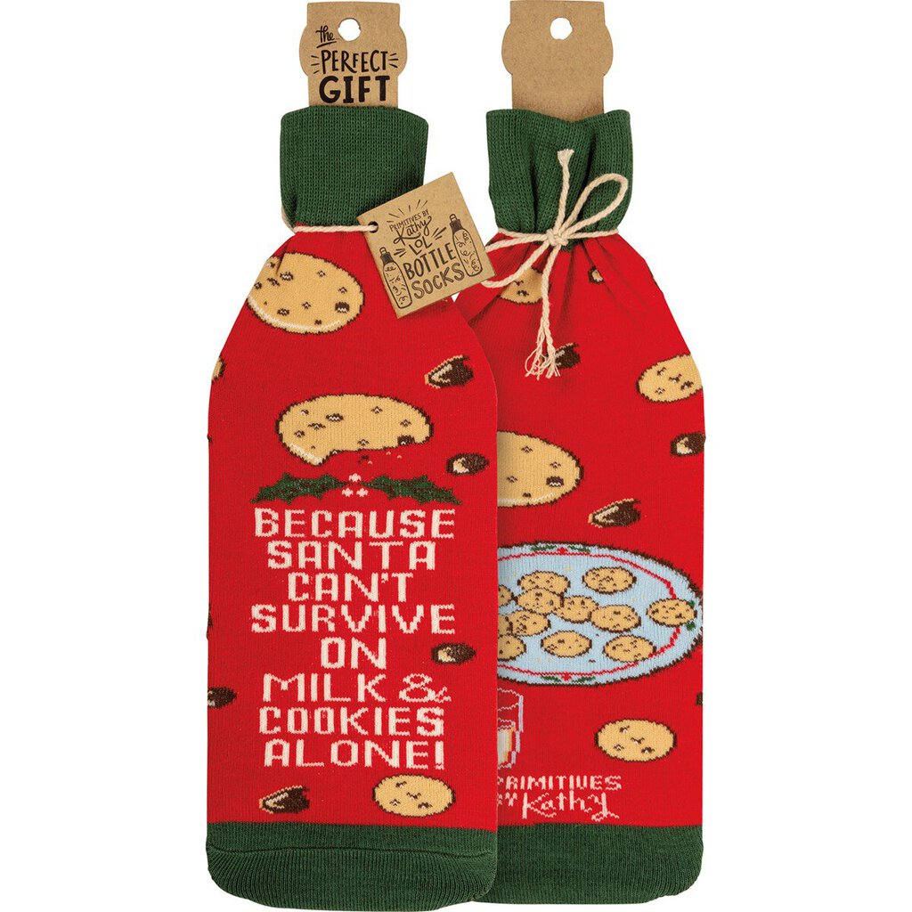 NEW Santa Can't Survive Bottle Sock - 109643