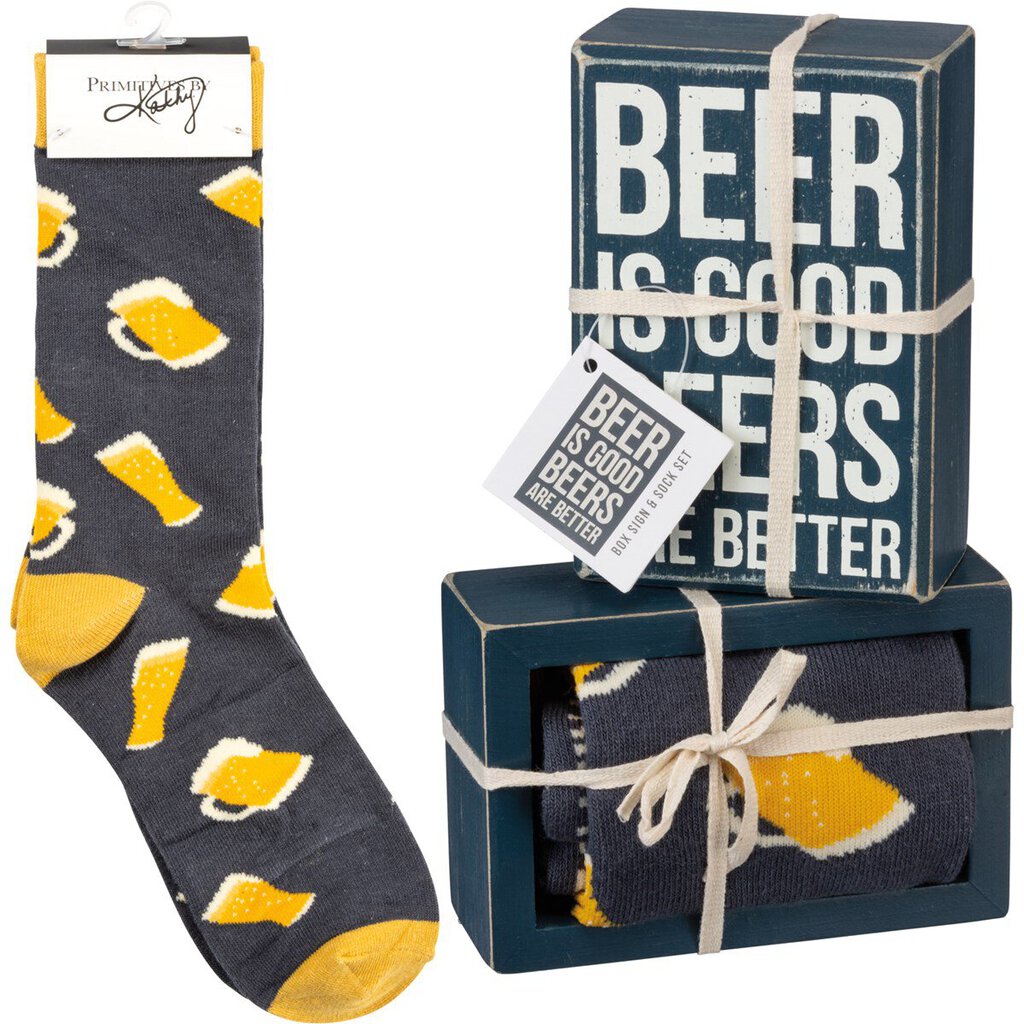 NEW Beers Are Better Box Sign And Sock Set - 105535