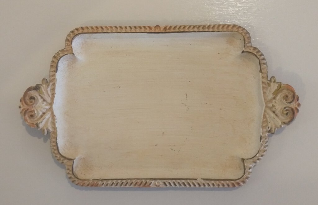 NEW Antique White Iron Trinket Tray