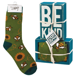 NEW Be Kind Box Sign And Sock Set - 108489