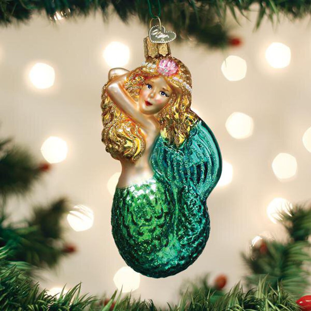 New Glass Seashell Mermaid Ornament