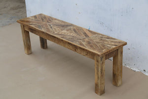 NEW Natural Mango Herringbone Bench - T-1