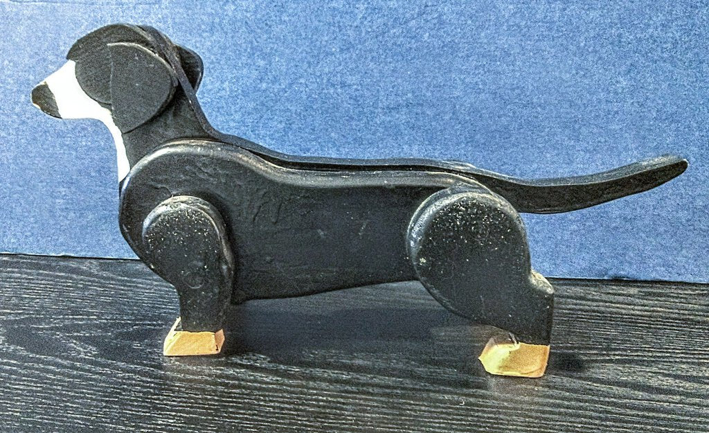 Handcrafted Rustic Wooden Dachschund Dog