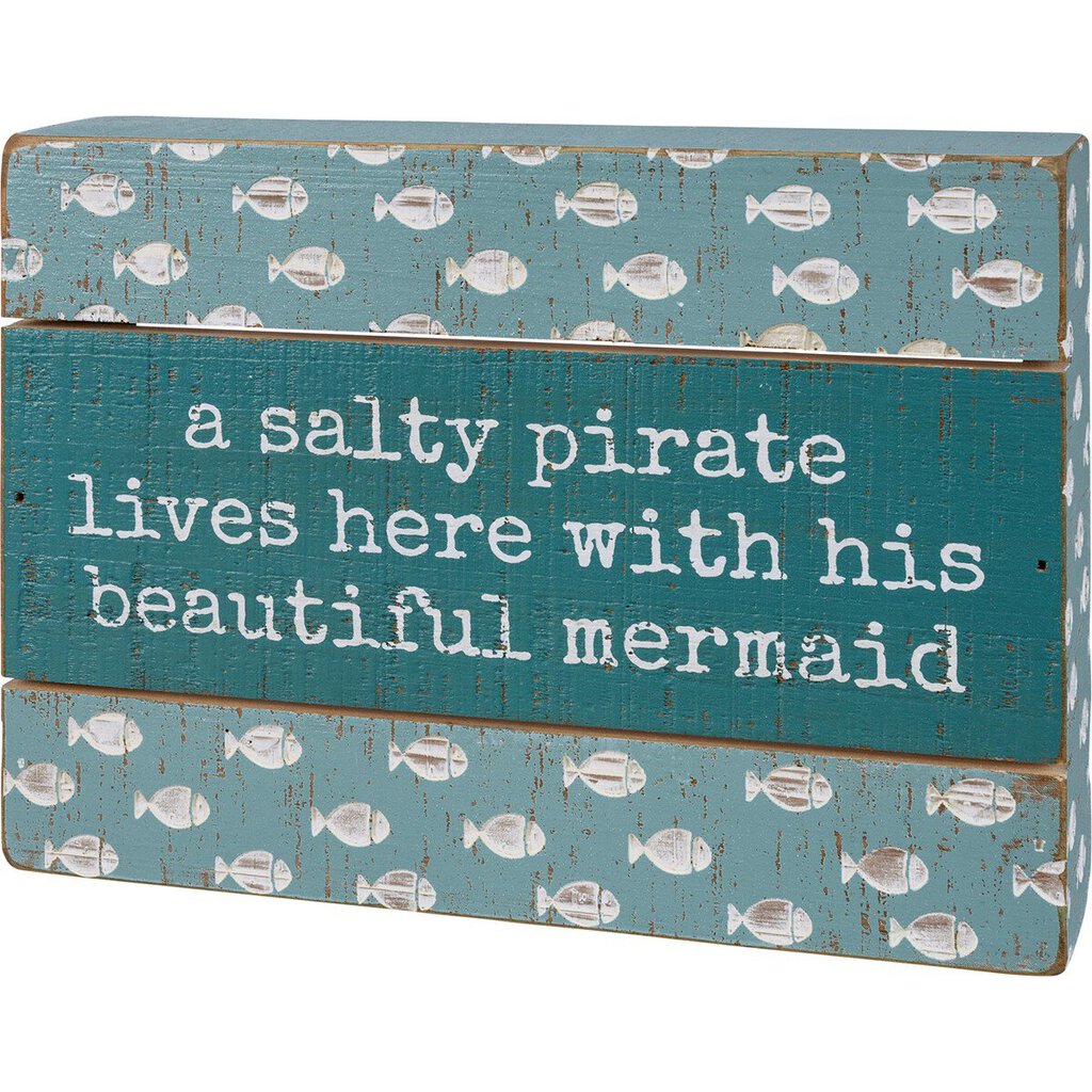 NEW Slat Box Sign - Salty Pirate With His Mermaid - 109807