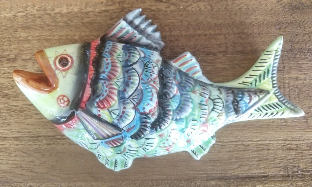 Ceramic Handpainted Fish Wall Decor - Green Multi