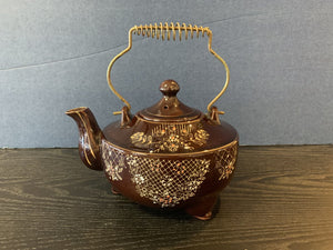 Vintage Japanese Brown Footed Teapot