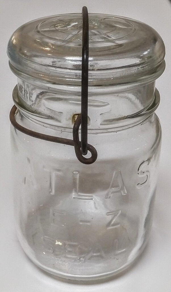 Vintage Glass Atlas E-Z Seal Jar with Lid & Wire Closure