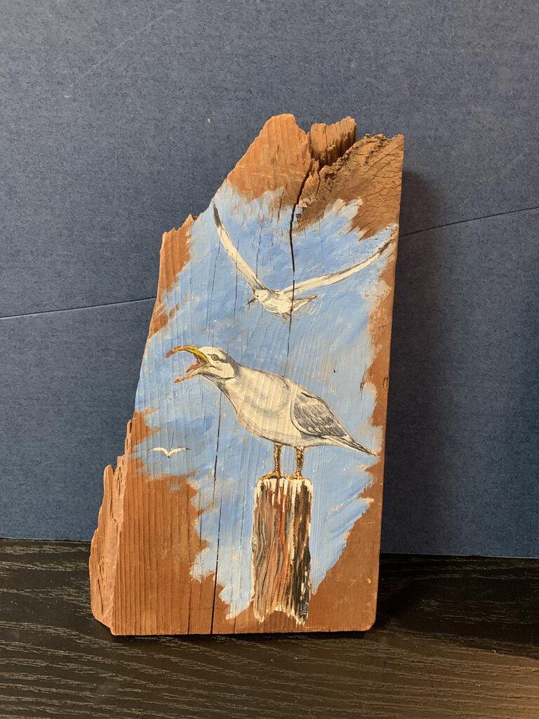 Hand Painted Birds on Driftwood