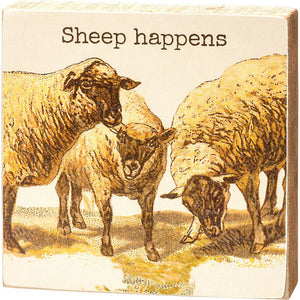 NEW Sheep Happens Block Sign - 112229