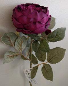 NEW Faux Floral Stem - Open Garden Rose, Wine L707-WI