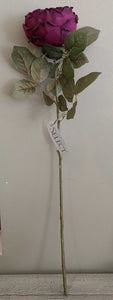 NEW Faux Floral Stem - Open Garden Rose, Wine L707-WI