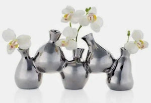 NEW Queue Metal Sculpture Vase - Silver - 120-70285-2