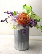 Load image into Gallery viewer, 7.25&quot; Corrugated Zinc Metal Pot Vase
