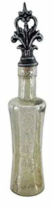 12" Decorative Mercury Glass Bottle with Fleur De Lis Topper 39912