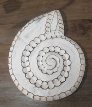 Load image into Gallery viewer, NEW 14&quot; White Wood Nautilus Shell Wall Decor 32219w-4
